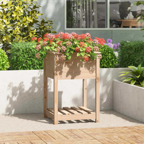 Jardinière avec étagère 54x54x81 cm Bois massif de pin vidaXL (1/5)