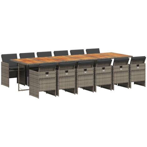 Ensemble à manger de jardin coussins 13 pcs gris résine tressée vidaXL
