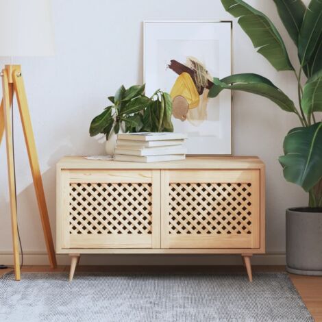 Vidaxl – Porte de placard en bois massif 49,5x39,5 cm – Design en treillis – Lot de 2 – Pour circulation d'air et esthétique rustique