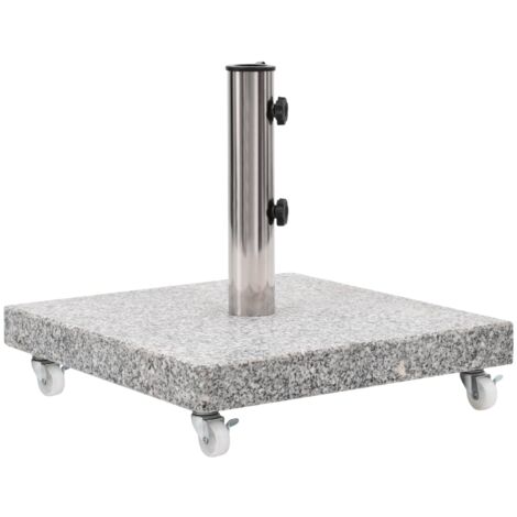 Vidaxl – Base de parasol en granit 30 kg – Pied carré avec roulettes – Adaptateurs pour mâts 38/48 mm – Stabilisation optimale
