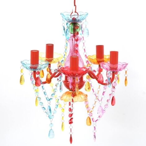 Vidaxl – Suspension d'extérieur en verre artificiel multicolore – 5 ampoules E14 40W – Dimensions 80x40x40cm – Compatible LED et traditionnel