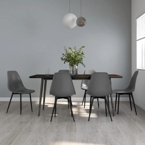 Chaises à manger lot de 6 gris PP vidaXL