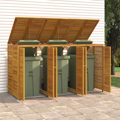 Abri à poubelle triple 210x89x117 cm bois massif d'acacia vidaXL