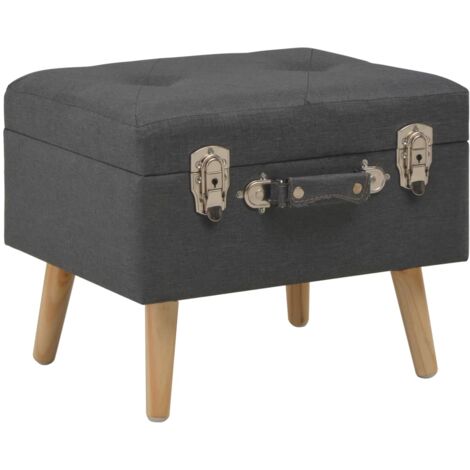 Vidaxl – Tabouret de rangement 40 cm gris foncé – Tissu polyester 100% – Pieds en bois solide – Rangement sous le siège