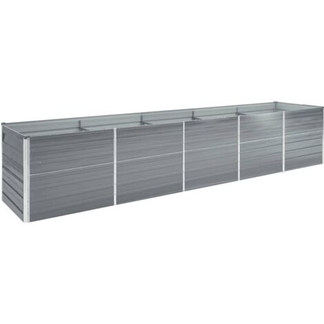 Vidaxl – Lit surélevé de jardin en acier galvanisé 400x80x45 cm – Fond ouvert pour drainage – Résistant aux intempéries – Couleur gris