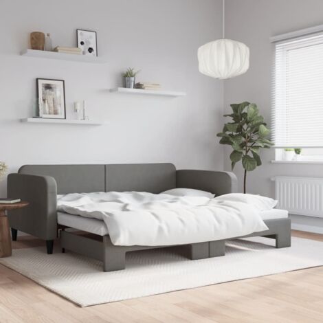 vidaXL Lit de jour avec gigogne sans matelas gris foncé 90x190 cm (1/5)