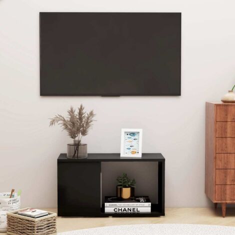 Vidaxl – Meuble TV noir 60x24x32 cm en aggloméré – Design moderne – Idéal pour espaces réduits – Assemblage requis