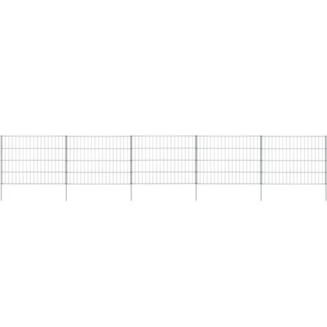 Vidaxl – Ensemble de clôture rigide 115x79 cm en acier enduit – Résistant à la rouille – 5 panneaux et 6 poteaux de fixation inclus