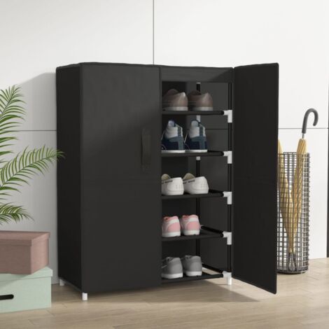 Vidaxl – Armoire à chaussures 5 niveaux noir 60x28x90 cm – Tissu non tissé et acier – Rangement optimisé pour chaussures – Design léger et stable