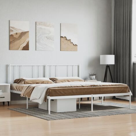 Cadre de lit métal sans matelas et tête de lit blanc 180x200 cm vidaXL (1/6)