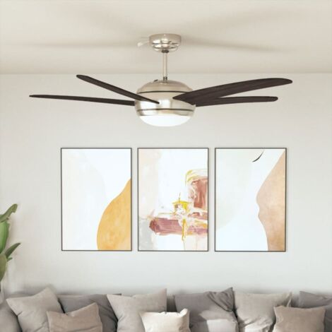Vidaxl – Ventilateur de plafond marron 128 cm – Télécommande incluse – 3 vitesses – Pales en MDF – Éclairage E27 60W