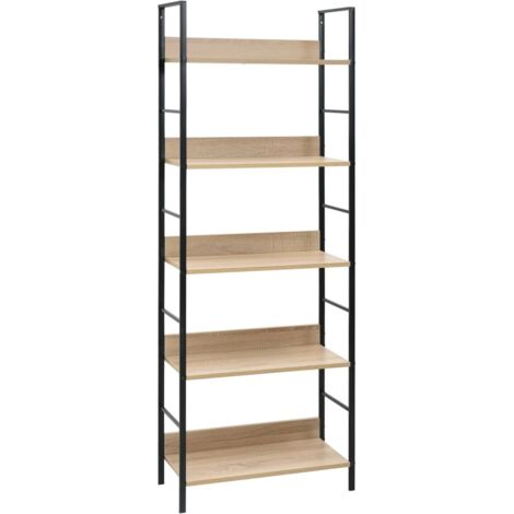 Vidaxl – Bibliothèque 5 niveaux chêne 60x27,6x158,5 cm – Structure en aggloméré et acier – Capacité 75 kg – Facile à nettoyer (1/6)