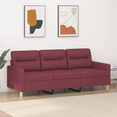 Vidaxl – Canapé convertible 3 places rouge bordeaux 180 cm – Tissu durable – Cadre métal robuste – Confort optimal