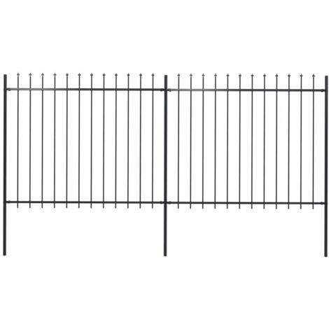 vidaXL Clôture de jardin avec dessus en lance Acier 3,4 x 1,5 m Noir