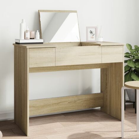 Vidaxl – Coiffeuse enfant avec miroir chêne sonoma 100x45x76 cm – Bois d'ingénierie résistant à l'humidité – Grand espace de rangement
