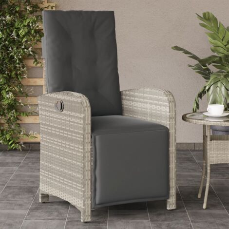 vidaXL Chaise inclinable de jardin avec repose-pied gris clair rotin (1/5)