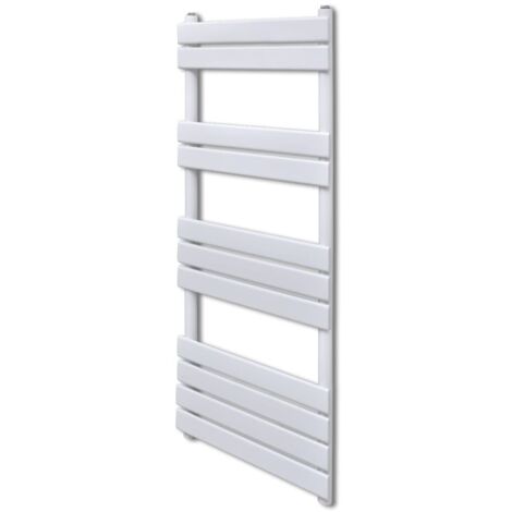 Vidaxl – Radiateur sèche-serviettes vertical 600x1200mm – Acier blanc – 11 barres – Système eau chaude pour séchage rapide de serviettes