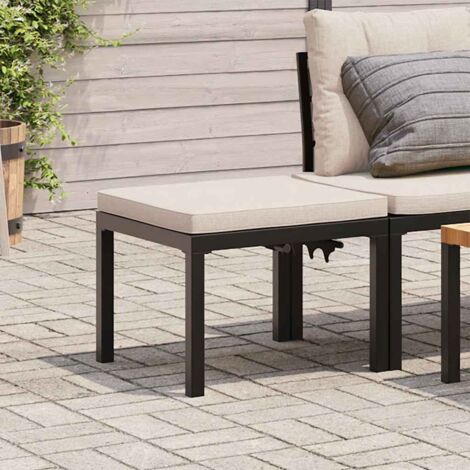 vidaXL Tabouret de jardin avec coussin noir acier enduit de poudre (1/5)