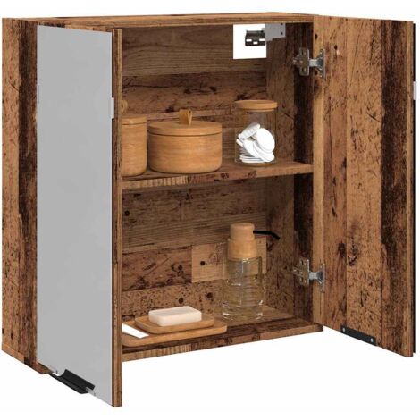 Vidaxl – Armoire murale de salle de bain vieux bois 64x20x66,5 cm – 2 portes – Bois d'ingénierie – Résistance à l'humidité – Grand espace de rangement