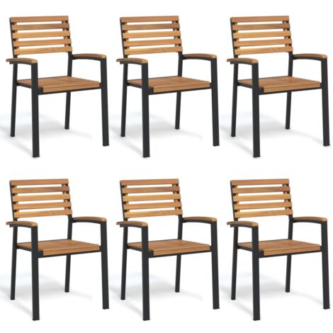 Chaises de jardin empilables lot de 6 bois d'acacia et métal vidaXL