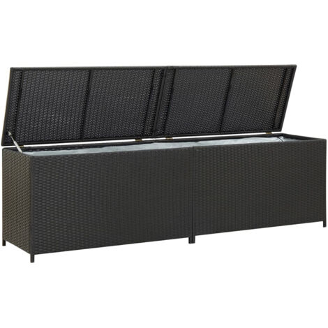 Boîte de rangement de jardin résine tressée 200x50x60 cm noir