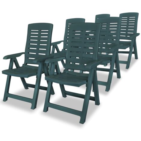 Chaises inclinables de jardin lot de 6 Plastique Vert vidaXL