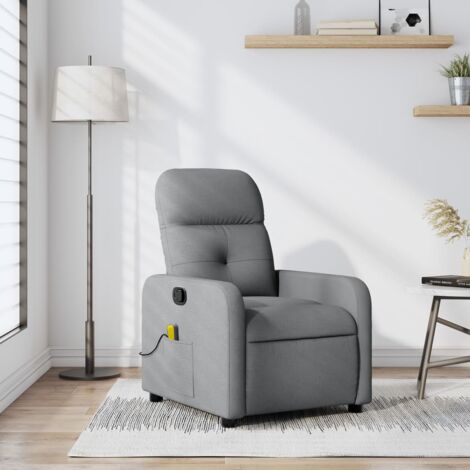 vidaXL Fauteuil de massage inclinable Gris clair Tissu (1/6)