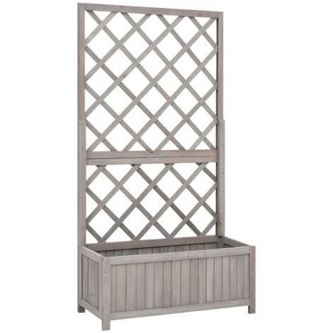 vidaXL Garden Trellis Planter Grey 70x30x135 cm Solid Firwood