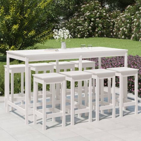Ensemble de bar de jardin 9 pcs blanc bois de pin massif vidaXL