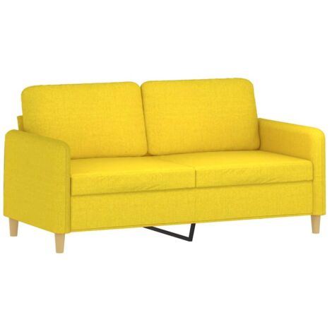 Canapé à 2 places Jaune clair 140 cm Tissu vidaXL (1/5)