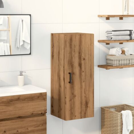 Vidaxl – Commode murale en bois d'ingénierie chêne artisan 34,5x34x90 cm – Grand espace de rangement – Design pratique pour salon et bureau