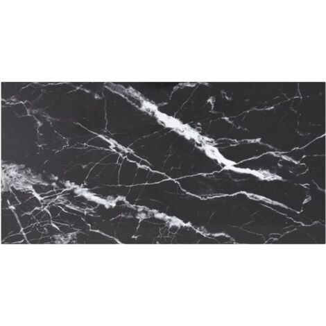 Vidaxl – Dessus de table en verre trempé 100x50 cm – Épaisseur 6 mm – Design marbre noir – Pour tables à manger et basses