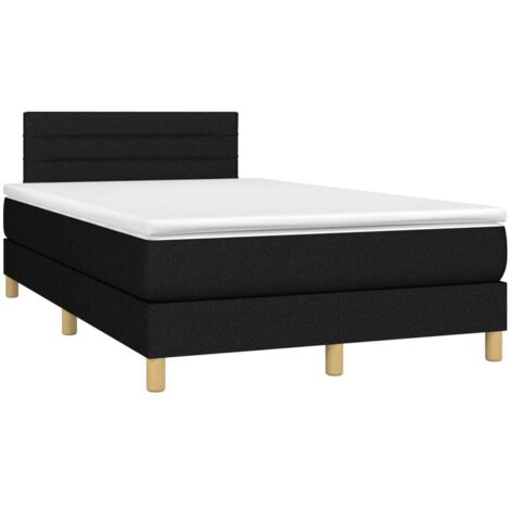 vidaXL Sommier à lattes de lit avec matelas Noir 120x200 cm Tissu (1/5)