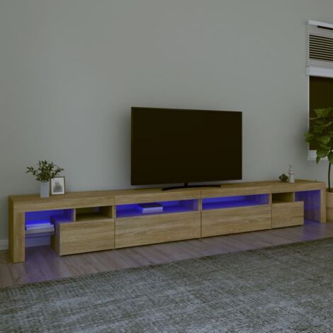 Meuble TV avec lumières LED Chêne sonoma 290x36,5x40 cm vidaXL