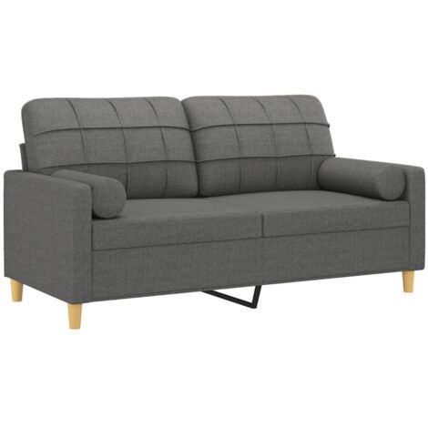Canapé 2 places avec oreillers gris foncé 140 cm tissu vidaXL (1/5)