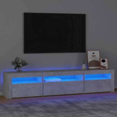 Meuble TV avec lumières LED Gris béton 195x35x40 cm vidaXL