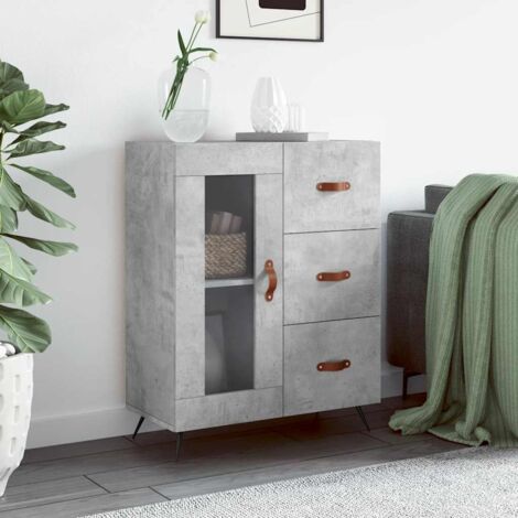 vidaXL Buffet gris béton 69,5x34x90 cm bois d'ingénierie (1/5)