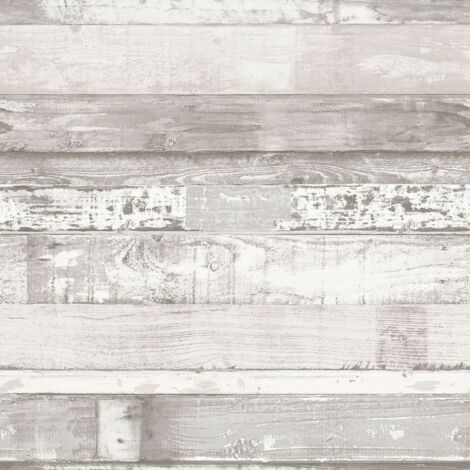 Noordwand Papier peint Homestyle Wood Blanc cassé et gris