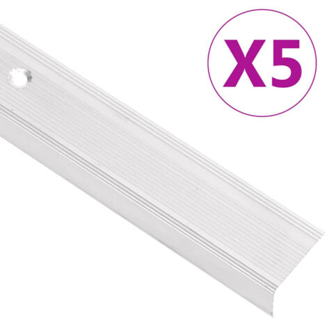 Nez de marche forme en L 5 pcs aluminium 100 cm argenté (1/5)
