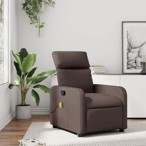 vidaXL Fauteuil de massage inclinable Marron Similicuir