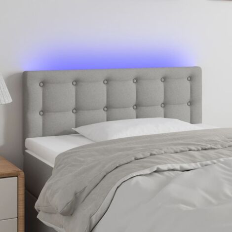 Tête de lit à LED Gris clair 100x5x78/88 cm Tissu vidaXL