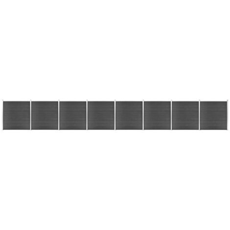 Vidaxl – Panneau de clôture WPC 1391x186 cm noir – Résistant à la pourriture et à la rouille – Système modulaire pour installation flexible – Pour espaces extérieurs