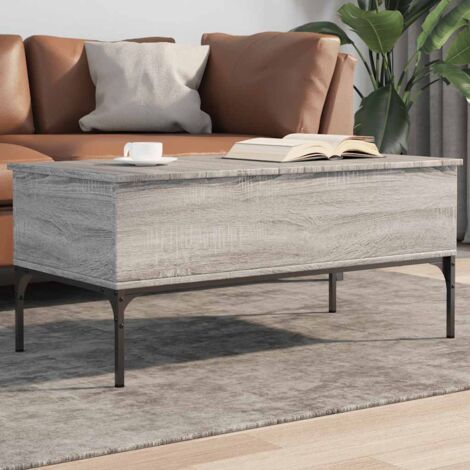vidaXL Table basse sonoma gris 100x50x45 cm bois d'ingénierie et métal (1/5)