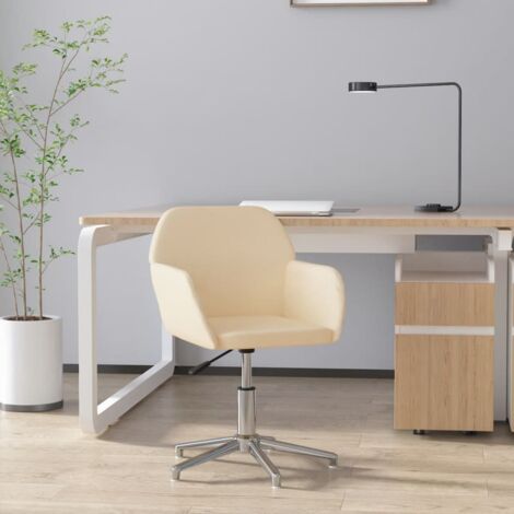 Chaise pivotante de bureau Crème Tissu vidaXL (1/5)