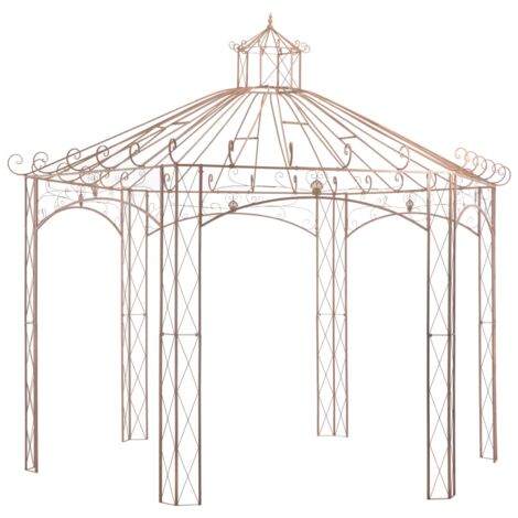 vidaXL Pavillon de jardin Marron antique 4 m Fer (1/5)