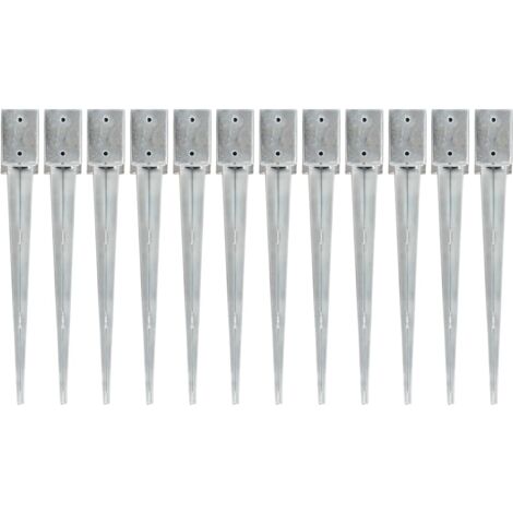 Piquets au sol 12 pcs Argenté 9x9x75 cm Acier galvanisé vidaXL