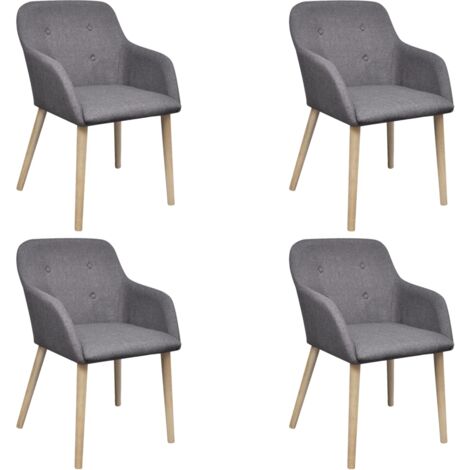 Chaises Ă manger lot de 4 gris clair tissu et chĂŞne massif vidaXL (1/5)