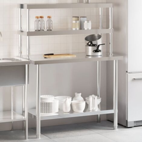 Table de travail de cuisine avec étagère 110x55x150 cm inox vidaXL (1/5)