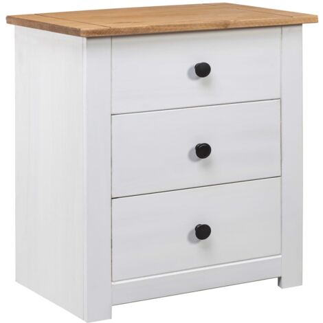 vidaXL Table de chevet Blanc 46x40x57 cm Pin Gamme Panama (1/5)