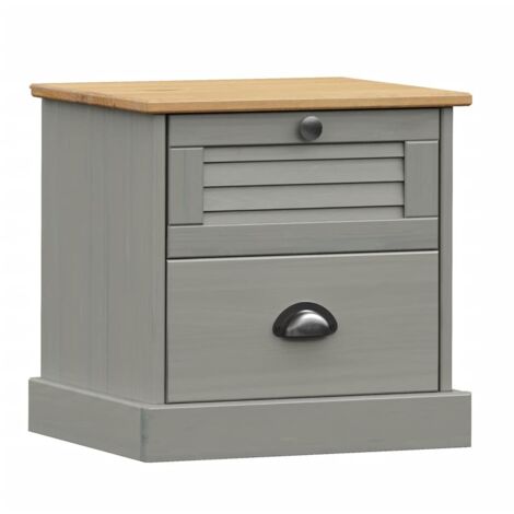 vidaXL Table de chevet VIGO gris 42x35x42 cm bois de pin massif (1/5)